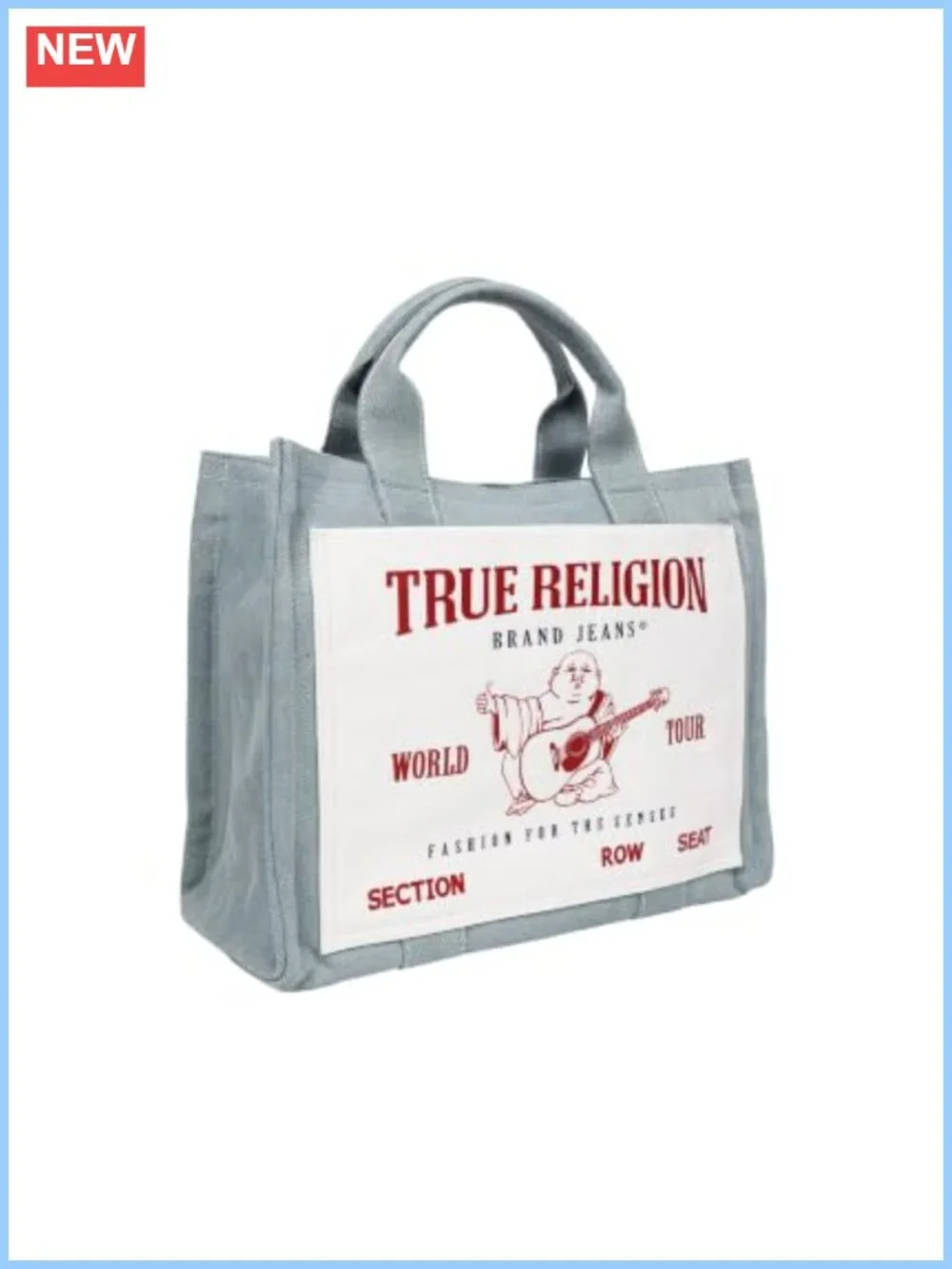 True Religion Tote Bag Light Wash Denim Buddha World Tour Women's Purse
